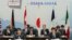Foreign Minister Yoko Kamikawa, left, and Yasutoshi Nishimura, right, the Japanese minister in charge of trade and the economy, attend a G7 Trade Ministers' Meeting in Osaka, western Japan, Oct. 29, 2023. 