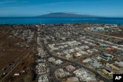 A general view shows the aftermath of a wildfire in Lahaina, Hawaii, Aug. 17, 2023.