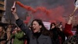 Women take part in a rally for gender equality and against violence towards women to mark the International Women's Day in Pristina, Kosovo, March 8, 2023.