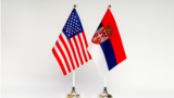 Flags of Serbia and USA