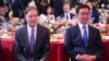 资料照：中国国家副主席韩正与美国驻中国大使伯恩斯（Nicholas Burns）在北京出席中国美国商会 （Amcham） 活动。（2024年3月1日）