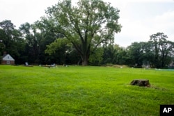 The former site of Custis Square, where John Custis IV owned his home and ornamental garden in the 1700s, is pictured July 31, 2024, in Williamsburg, Va.