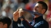 Gold medallist, Serbia's Novak Djokovic poses with his medal on the podium at the presentation ceremony for the men's singles tennis event on Court Philippe-Chatrier at the Roland-Garros Stadium during the Paris 2024 Olympic Games, Aug. 4, 2024.