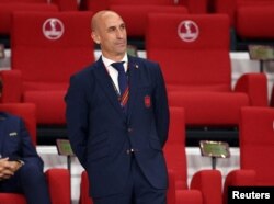 FILE — Spanish soccer federation president Luis Rubiales in the stands before a match in Doha, Qatar, on Dec. 1, 2022.