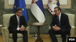 Sastanak predsednika Srbije Aleksandra Vučića i specijalnog izaslanika EU za dijalog Beograda i Prištine Miroslava Lajčaka (Foto: Fonet/ Milica Vučković)