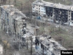 A view of destroyed buildings amid the ongoing Russian invasion of Ukraine, in Vuhledar, Ukraine, are seen in this still image released on March 26, 2023.(Head of Donetsk Civil-Military Administration Pavlo Kyrylenko/Handout via Reuters)