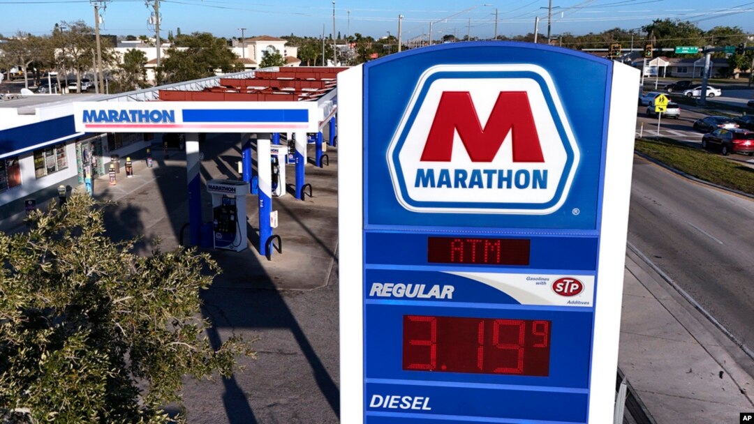 A Marathon gas station is pictured in Bradenton, Florida, Feb. 7, 2024. ConocoPhillips is buying Marathon Oil in an all-stock deal valued at approximately $17.1 billion. 
