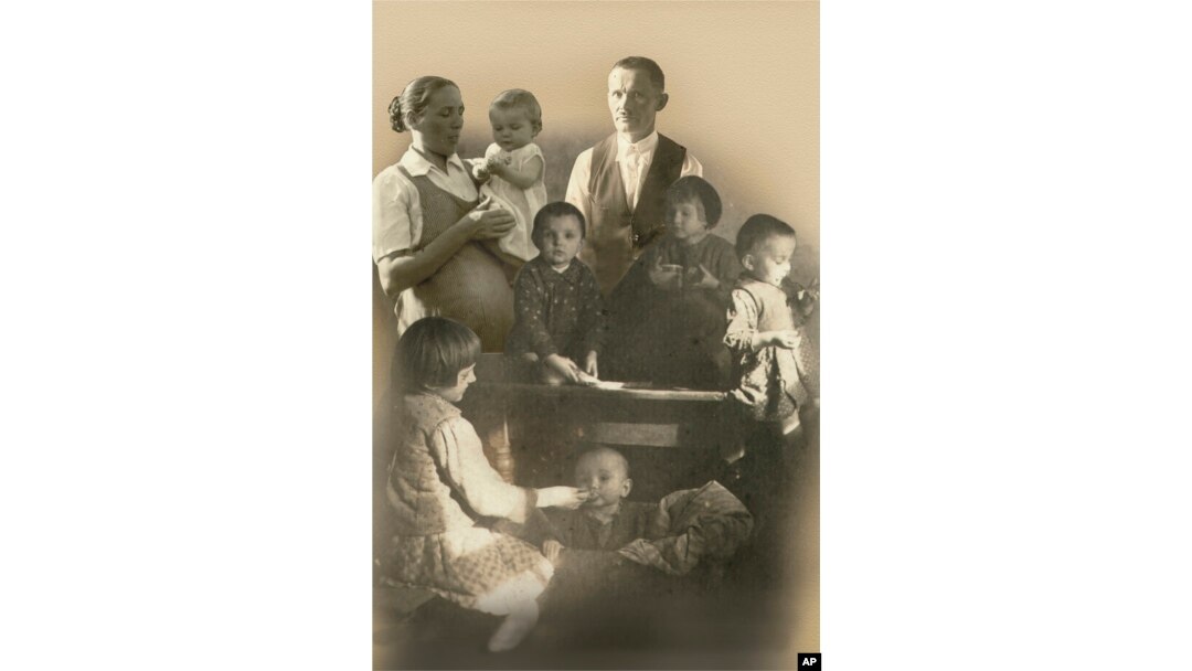 This undated photo shows Polish farmer Jozef Ulma with his pregnant wife, Wiktoria, and their six children.