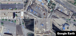 개성 시내에서 지난달 20일 발견된 한국 버스. 한국 버스는 지붕에 하얀색 에어컨이 설치돼 쉽게 식별된다. 사진=Airbus (via Google Earth)