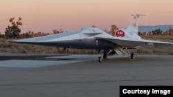 NASA’s X-59 supersonic research aircraft sits outside Lockheed Martin’s Skunk Works facility in Palmdale, California. (Image Credit: NASA Lockheed Martin Skunk Works)