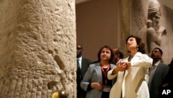 UNESCO Director-General Audrey Azoulay, right, visits the Iraqi National Museum in Baghdad, Iraq, March. 6, 2023.