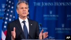 Secretary of State Antony Blinken speaks at Johns Hopkins School of Advanced International Studies.