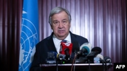 El secretario general de la ONU, Antonio Guterres, habla durante una visita a Burindi, el 5 de mayo de 2023. El 15 de mayo en Jamaica, Guterres lamentó la poca respuesta de la comunidad internacional ante los pedidos de ayuda humanitaria urgentes para Haití.