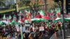 Iranian Americans rally near Los Angeles City Hall on Feb. 11, 2023, to support protesters in Iran who have been demonstrating against their Islamist rulers since the previous September. (Karmel Melamed) 