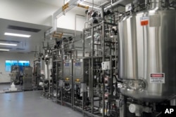 Machines are shown in the bioreactor suite at Eat Just in Alameda, California, June 14, 2023.