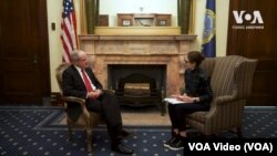 Сенатор-республіканець від штату Айдахо Джим Ріш, під час інтерв'ю з журналісткою "Голосу Америки" Катериною Лісуновою.