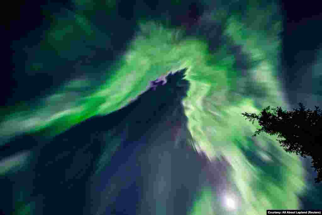 This image shows the northern lights seen in Tepasto, Finland, March 5, 2023.