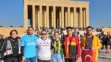 Soccer fans of different Turkish clubs gather at Ataturk's mausoleum Anitkabir, reacting against Super Cup crisis in Riyadh
