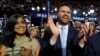Republican vice presidential candidate Sen. J.D. Vance, R-Ohio, and his wife Usha Chilukuri Vance arrive on the floor during the first day of the 2024 Republican National Convention at the Fiserv Forum, in Milwaukee, July 15, 2024. 
