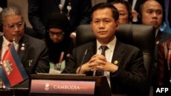 Cambodia's Prime Minister Hun Manet (C) attends the 26th ASEAN-China Summit at the 43rd ASEAN Summit in Jakarta on September 6, 2023. (Yasuyoshi CHIBA / POOL / AFP)