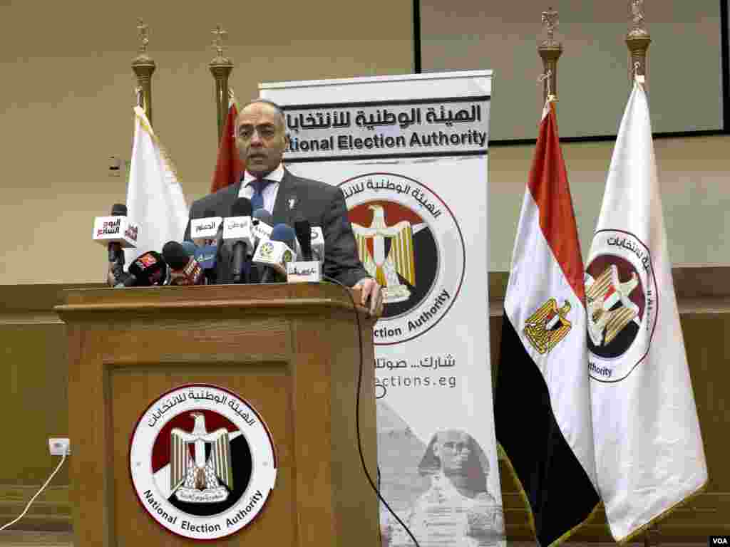 Hazem Badawy, the head of Egypt’s National Election Authority, says, “We firmly believe that active engagement in the electoral process is vital to our democratic fabric.” Cairo, Egypt, Dec. 12, 2023. (Hamada Elrasam/VOA)