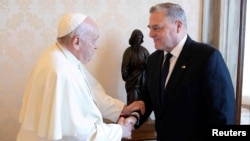 Pope Francis meets with U.S. Chairman of the Joint Chiefs of Staff General Mark Milley at the Vatican, Aug. 21, 2023. (Vatican Media/­Handout via Reuters)
