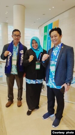 Ketua Ikatan Guru Indonesia (IGI) Danang Hidayatullah (paling kanan) bersama delegasi IGI ke Heavenly Culture, World Peace, Restoration of Light (HWPL) 2023 di Korea Selatan.