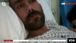 نوید، از مخالفان حکومت ایران، که در حمله اخیر طرفداران جمهوری اسلامی در لندن مجروح و در بیمارستان بستری شده است 