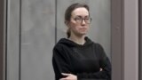 FILE - Alsu Kurmasheva, a journalist with Radio Free Europe/Radio Liberty who is in custody after she was accused of violating Russia's law on foreign agents, attends a court hearing in Kazan, Russia, Feb. 1, 2024.