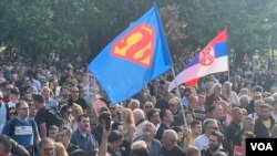 Peti skup "Srbija protiv nasilja", ispred Narodne skupštine Srbije, u Beogradu, 3. juna 2023. (Foto: Glas Amerike/Rade Ranković).