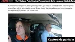 Captura de pantalla de la publicación que aparece en el sitio AutoJosh.com, donde se aprecia la misma imagen de Putin con la persona sentada a su lado. (Traducción de Google)