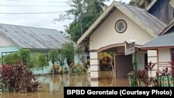 Rumah-rumah terendam banjir di Kabupaten Gorontalo, Provinsi Gorontalo, Rabu, 24 Juli 2024. (Foto: BPBD Kabupaten Gorontalo)