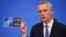 NATO Secretary-General Jens Stoltenberg speaks during a media conference ahead of a meeting of NATO defense ministers at NATO headquarters in Brussels, Feb. 13, 2023.