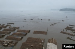 A flood-affected area in North Pyongan province, North Korea, near the border with China, is shown in this undated photo released July 31, 2024, by North Korea's official Korean Central News Agency.