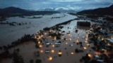 An aerial view shows flooded areas in Encantado city, Rio Grande do Sul, Brazil, May 1, 2024.