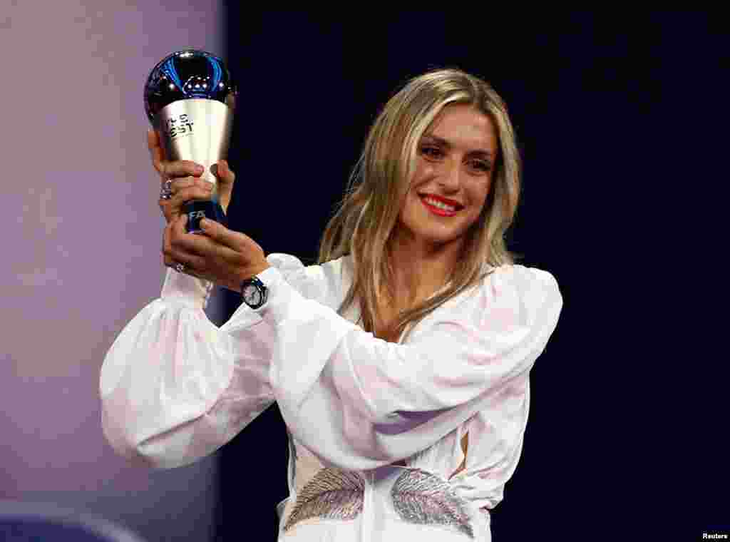 Spain and Barcelona forward Alexia Putellas receives the Best FIFA Women’s Player award during the Best FIFA Football Awards 2022 ceremony in Paris, France, Feb. 27, 2023.