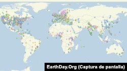 Mapa de eventos por el Día de la Tierra 2023 registrados en el sitio web de la Oenegé EarthDay.Org