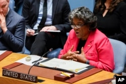 FILE - Linda Thomas-Greenfield, Permanent Representative of the United States to the United Nations, at United Nations headquarters, Feb. 6, 2023.