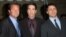 FILE — Actors Matthew Perry, left, David Schwimmer, center, and Matt Leblanc in Pasadena, California, Jan. 12, 2002. Perry was found dead of an apparent drowning at his home in Los Angeles, California, on Oct. 28, 2023.