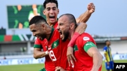 Le capitaine des Lions de l'Atlas Romain Saïss a inscrit le premier but du Maroc en première mi-temps.