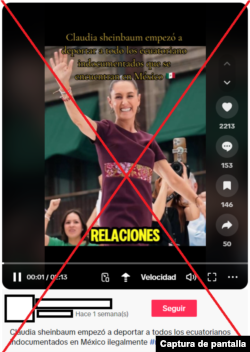 Captura de desinformación en TikTok.