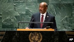 General Abdel Fattah Burhan of Sudan addresses the 78th session of the United Nations General Assembly, Sept. 21, 2023.