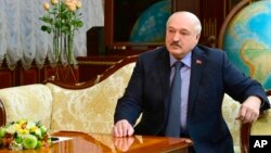 The regime of Belarusian President Alexander Lukashenko — seen here in Minsk, Belarus, on April 10, 2023 — is deliberately purging civil society of its last dissenting voices, a United Nations special rapporteur told the U.N. Human Rights Council on Tuesday.