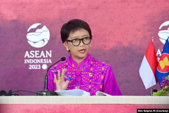 Menteri Luar Negeri Retno LP Marsudi di Labuan Bajo, Manggarai Barat, Nusa Tenggara Timur (NTT), 11 Mei 2023. (Biro Setpres RI)