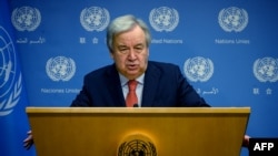 El secretario general de la ONU, Antonio Guterres, durante un discurso en las Naciones Unidas en Nueva York, EEUU, el 27 de julio de 2023.