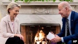 U.S. President Joe Biden meets with European Commission President Ursula von der Leyen in the White House in Washington, March 10, 2023.