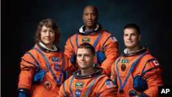 NASA Artemis II mission crew: NASA astronauts (l-r) Christina Hammock Koch, Reid Wiseman, and Victor Glover, and Canadian Space Agency astronaut Jeremy Hansen. (Photo Credit: NASA via AP)