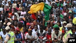 La junte conduite par le général Mamadi Doumbouya a interdit toutes les manifestations en 2022. (Photo by CELLOU BINANI / AFP)