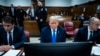 Former President Donald Trump awaits the start of proceedings during jury selection at Manhattan criminal court in New York, April 18, 2024. 