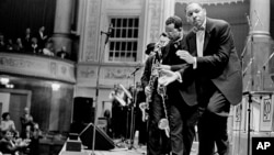 This photo, provided by Brandywine Conservancy and Museum of Art, shows Frank Stewart's "Stomping the Blues," taken in 1997, which is part of a retrospective celebrating the photographer's work on display through Sept. 22, 2024, at the museum in Chadds Ford, Pa.